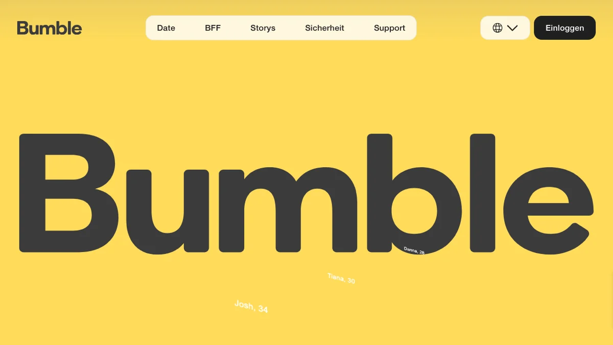 Bumble Homepage — Screenshot April 2026
