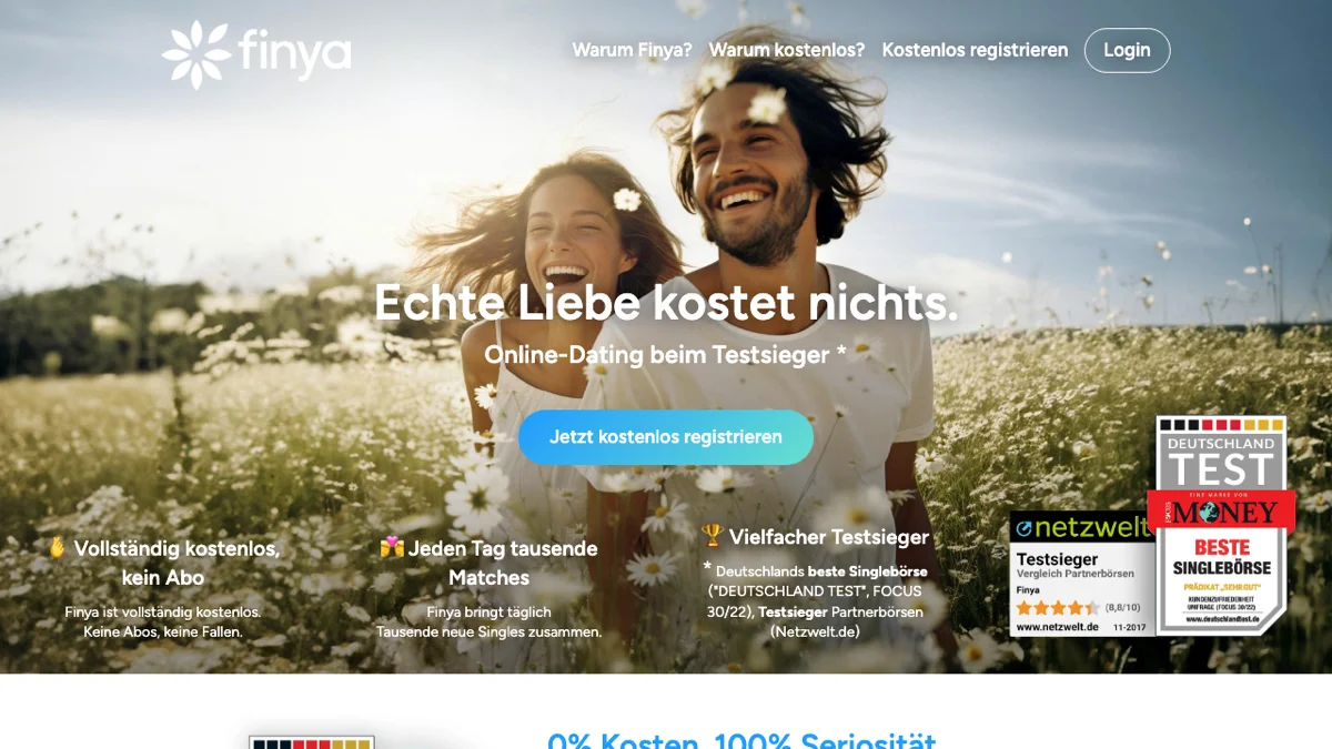 Finya Homepage — Screenshot April 2026