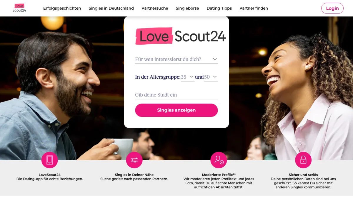 LoveScout24 Homepage — Screenshot April 2026