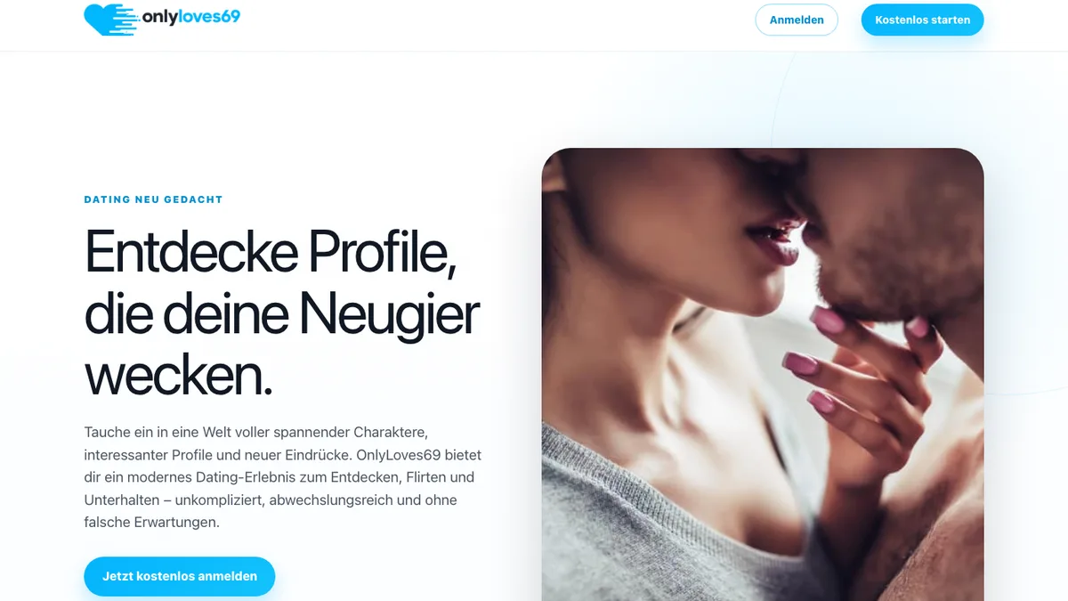 OnlyLoves69-Startseite mit Anmeldung – Screenshot 2026