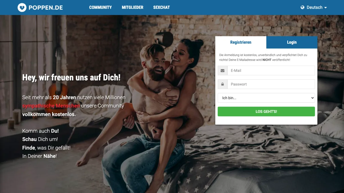 Poppen.de Homepage — Screenshot April 2026