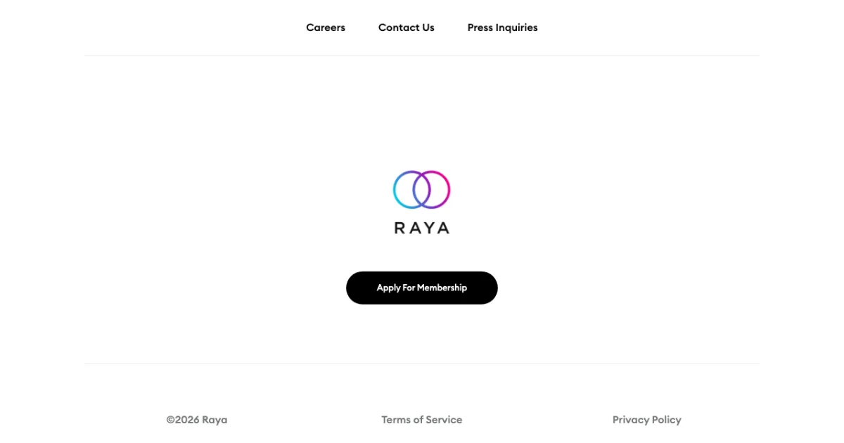 Raya-Homepage – Screenshot 2026